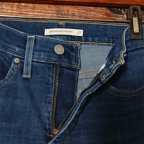 Levi's 314 Jeans Size 27 Shaping Straight Mid Rise Blue Denim Stretch - Picture 7 of 10